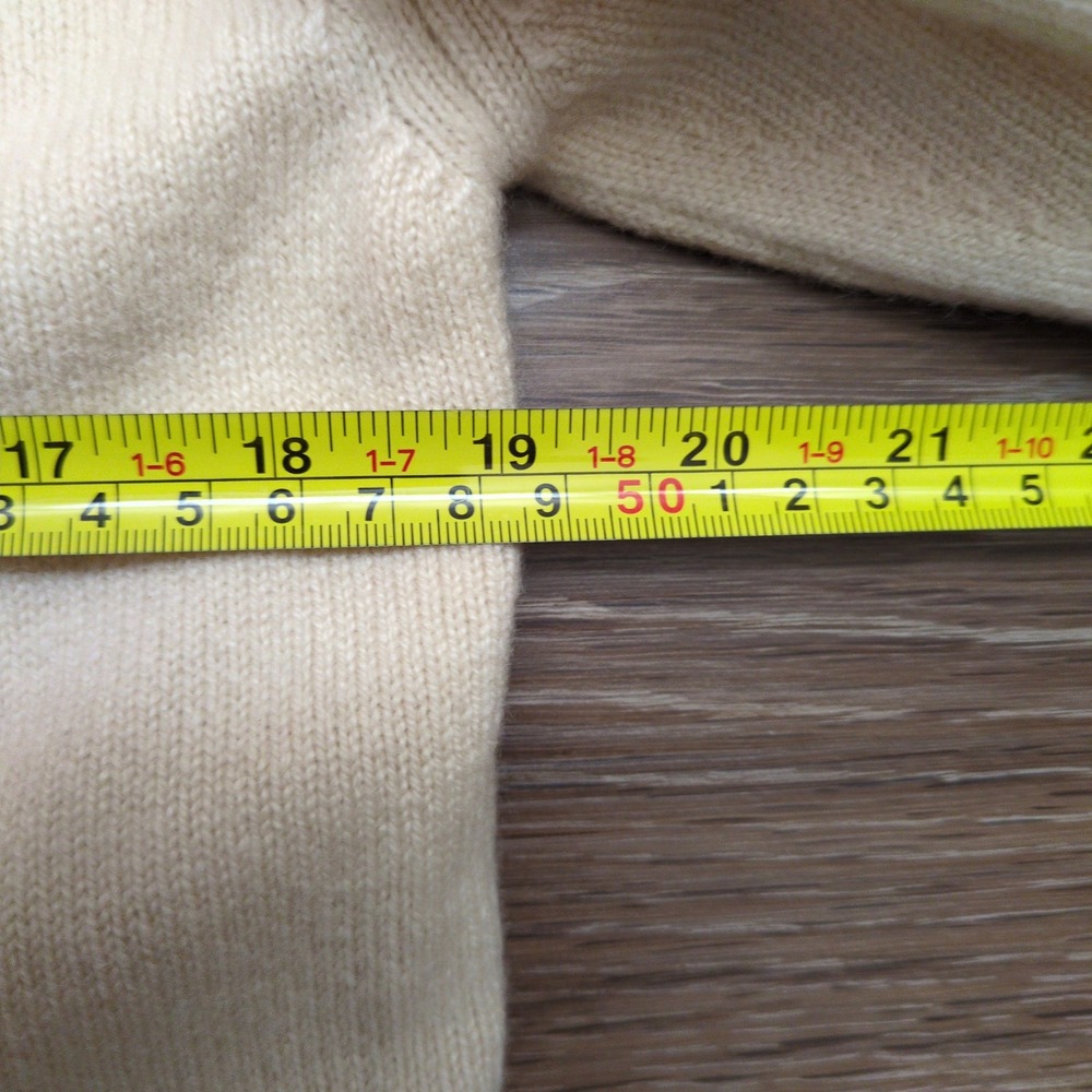 Vtg Ballantyne Cardigan Cream White 100% Cashmere Thick Scotland Open Front M - Picture 6 of 8